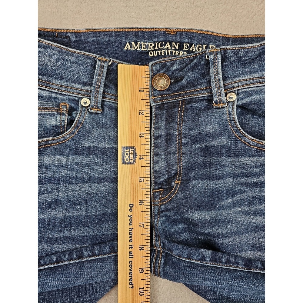American Eagle Kick Boot Super Stretch Jeans 8 Long 29x33 Blue Medium Wash - Picture 3 of 8